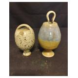 Pottery hummingbird feeders. Missing spouts