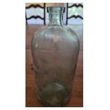 vintage aqua glass bottle, 11"