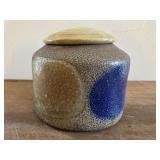 studio glazed lidded jar, can