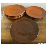 Ben Owen 8 ct plates orange brown 10" plates