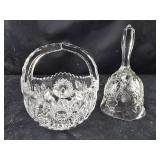 Clear Glass Bell and Handled Basket