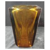 Amber colored glass vase