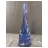 Cobalt blue art glass bottle decanter 19"