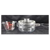 Pyrex Glass Pot with lid and Measuring Cup