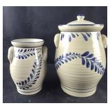 Cracker Barrel Pottery Jars (one with lid)