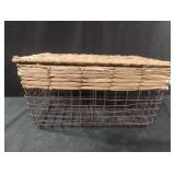 Vintage Gathering Storage Basket Woven Wire W