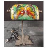Mini brass and painted butterfly desk lamp