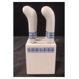 Vintage 6 White and Blue Spreader Set Stainless