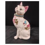 Ceramic floral cat statue