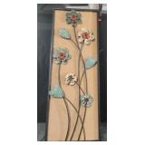 Framed rustic metal floral wall art 33 x 12 1/4