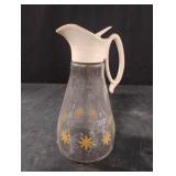 Vintage Mid Century Glass Log Cabin Syrup Pitcher