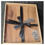 Wood cheese board and spreader