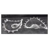 Two Heisey Lariat Curved Candy Dish - Clear Glass