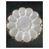 anchor glass egg plate with gold trim