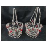 2 Heart Shaped wire Baskets