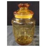 Vintage L.E. Smith amber glass thumbprint