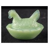 Mini Jadeite Hen on a nest