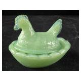 Mini Jadeite Hen on Nest