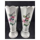 2 Tall floral design vases
