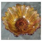Vintage Indiana Amber Carnival Glass Marigold