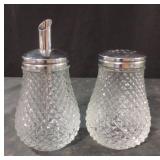 Vintage Diamond Point Glass Sugar Container and