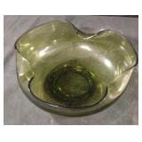 Anchor Hocking avocado green pinched glass