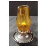 Vintage Amber colored miniature oil lamp