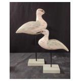 Wooden sea bird figurines nautical decor