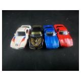 Race track toy cars, pontiac, fire bird, corvettes