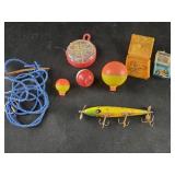 Vintage Wood Fishing Lure and other fishing tackle