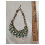 Faux turquoise,  pearl and rhinestone necklace