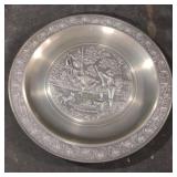 Vintage German decorative pewter plate