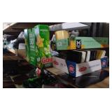 Shelf lot - 8 tracks, home decor, racing clock etc