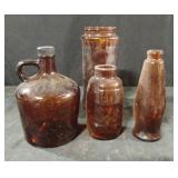 Vintage brown glass bottles