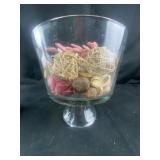 Glass pedestal bowl decoration