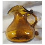Amber glass 4" pitcher