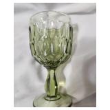Fenton "Colonial Green" Thumbprint pattern wine