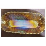 Vintage Indiana Glass amber carnival glass relish