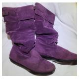 Womens Purple Suede Boots Size 10