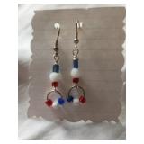 Fashion Earrings. Red White and Blue