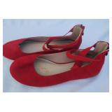 Red Dream Pairs swede ankle ballet flats with