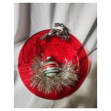Reindeer red dish Christmas decor