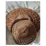 Two woven basket bowls