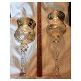 Set of 2 Mercury Style candle sticks.  Glass with