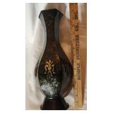 Black and gold metal vase-weighted