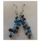 Costume Earrings blue multi colored beads