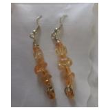 Costume Earrings orange beads gold tone