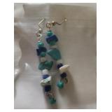 Fashion Earrings. TURQUOISE colored stones, white
