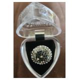 Black band costume ring with glass jewels. Size 6