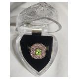 Vintage-style piece featuring a green center